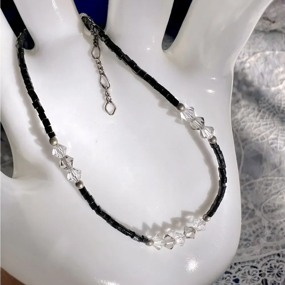 Vintage Dainty Sterling & Crystal Bracelet Anklet